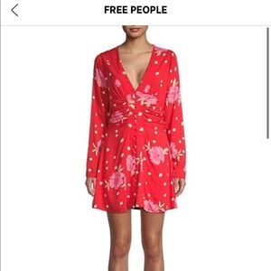 Free People size medium red floral dress NWT